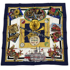 Hermes Scarf Carre 90 Silk The Original New Orleans Creole Jazz New Navy White