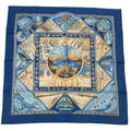 Hermes Scarf Carre 90 Au Son du Tam Silk Blue