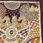 Hermes Carre 90 Triumph Of Venice Trophees de Venise Scarf Silk Brown Horse