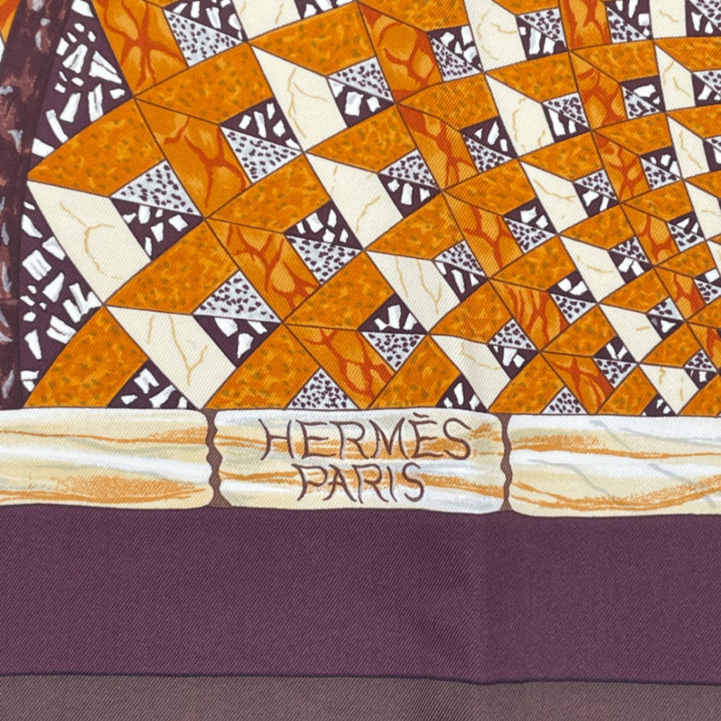 Hermes Carre 90 Triumph Of Venice Trophees de Venise Scarf Silk Brown Horse
