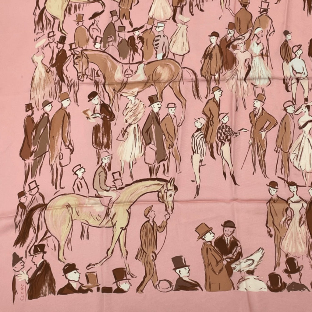 Hermes Carre 90 Paddock Pink Scarf Silk