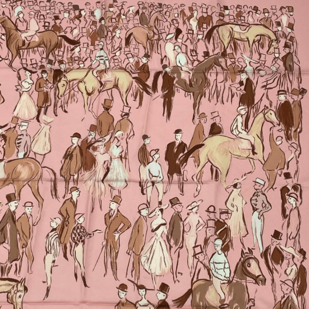 Hermes Carre 90 Paddock Pink Scarf Silk
