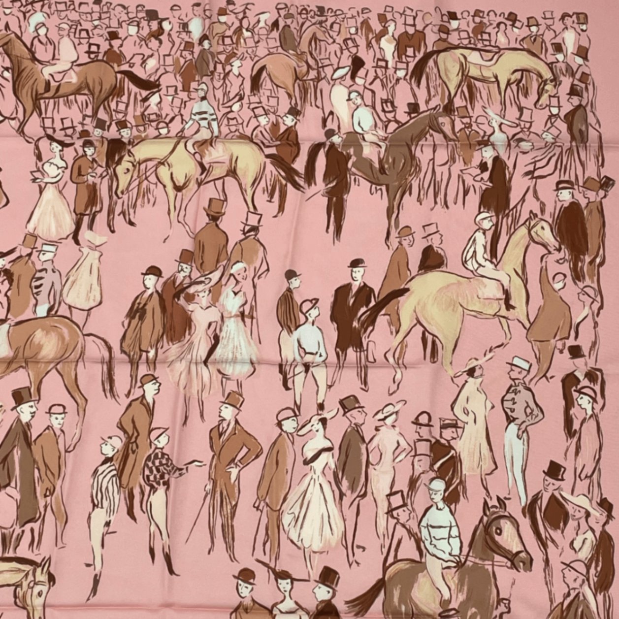 Hermes Carre 90 Paddock Pink Scarf Silk