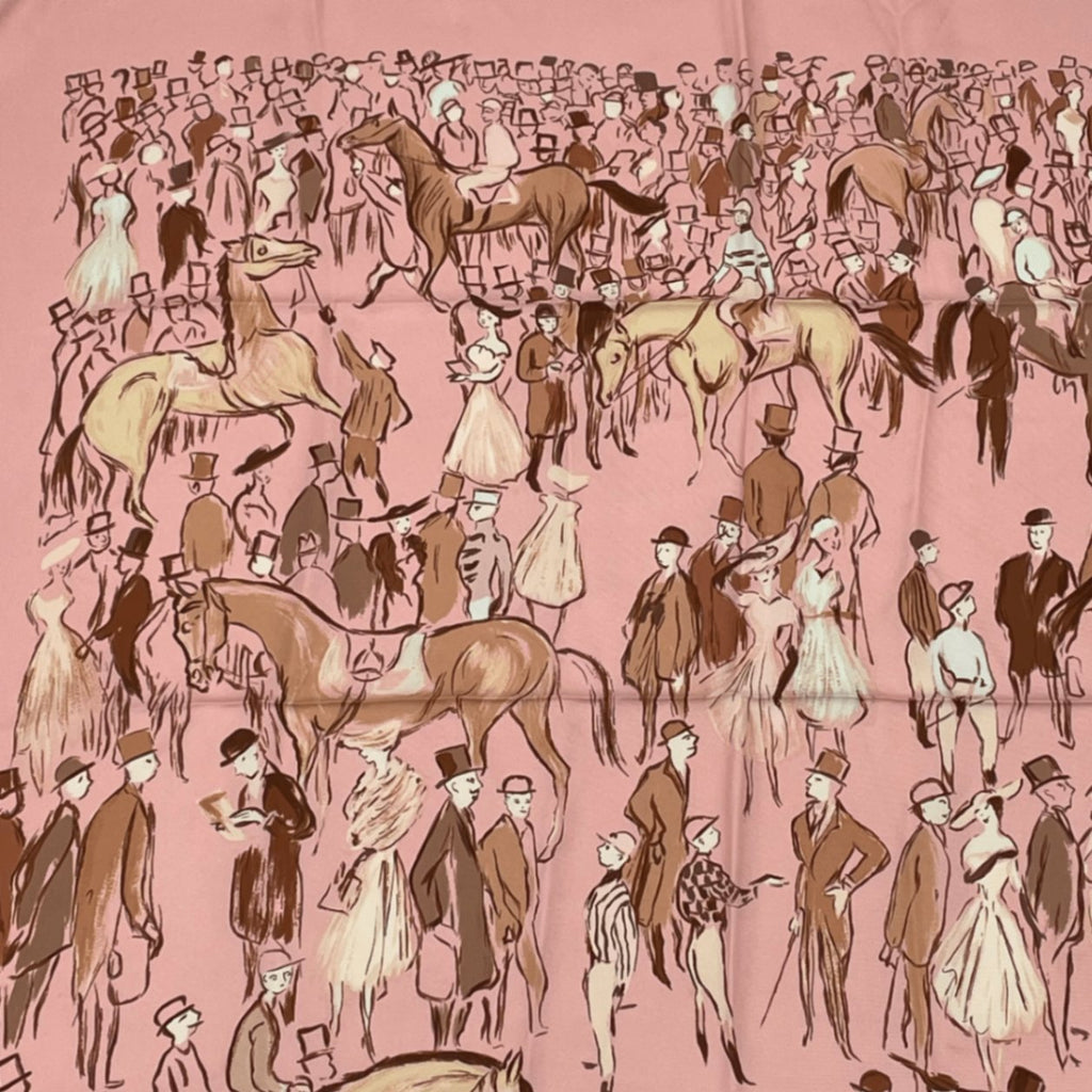 Hermes Carre 90 Paddock Pink Scarf Silk