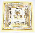 Hermes Carre 90 RE Tour A la Terre Return Yellow Silk 100% Scarf