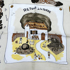 Hermes Carre 90 RE Tour A la Terre Return Yellow Silk 100% Scarf