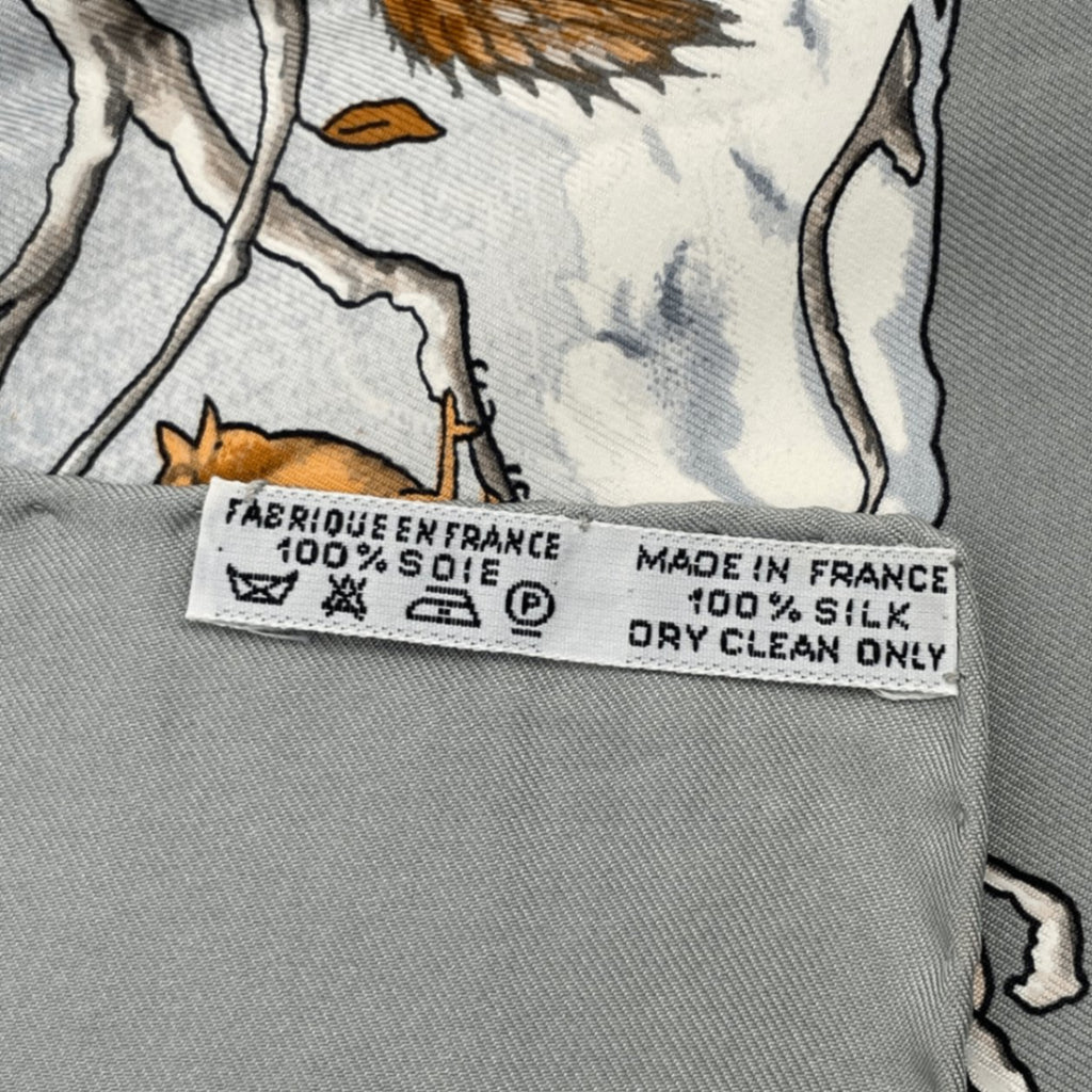 Hermes Carre 90 Les Quatre Saisons Four Seasons Brown Animal Flower Scarf Silk