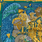 Hermes Scarf Carre 90 Armets Et Panache Feathered Cavalry Helmet Silk Blue