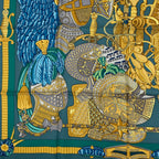 Hermes Scarf Carre 90 Armets Et Panache Feathered Cavalry Helmet Silk Blue