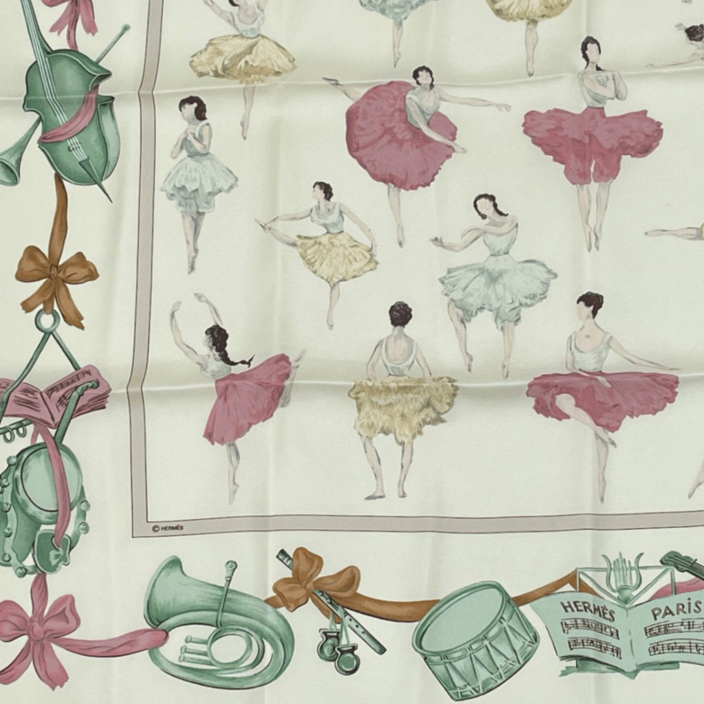 Hermes Carre 90 Silk Scarf la Danse Ballerina Beige