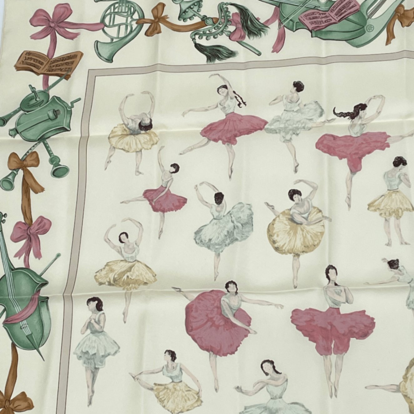 Hermes Carre 90 Silk Scarf la Danse Ballerina Beige