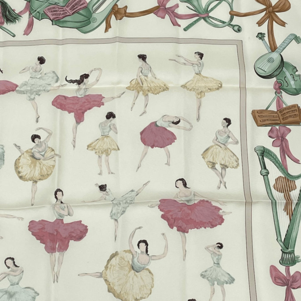 Hermes Carre 90 Silk Scarf la Danse Ballerina Beige