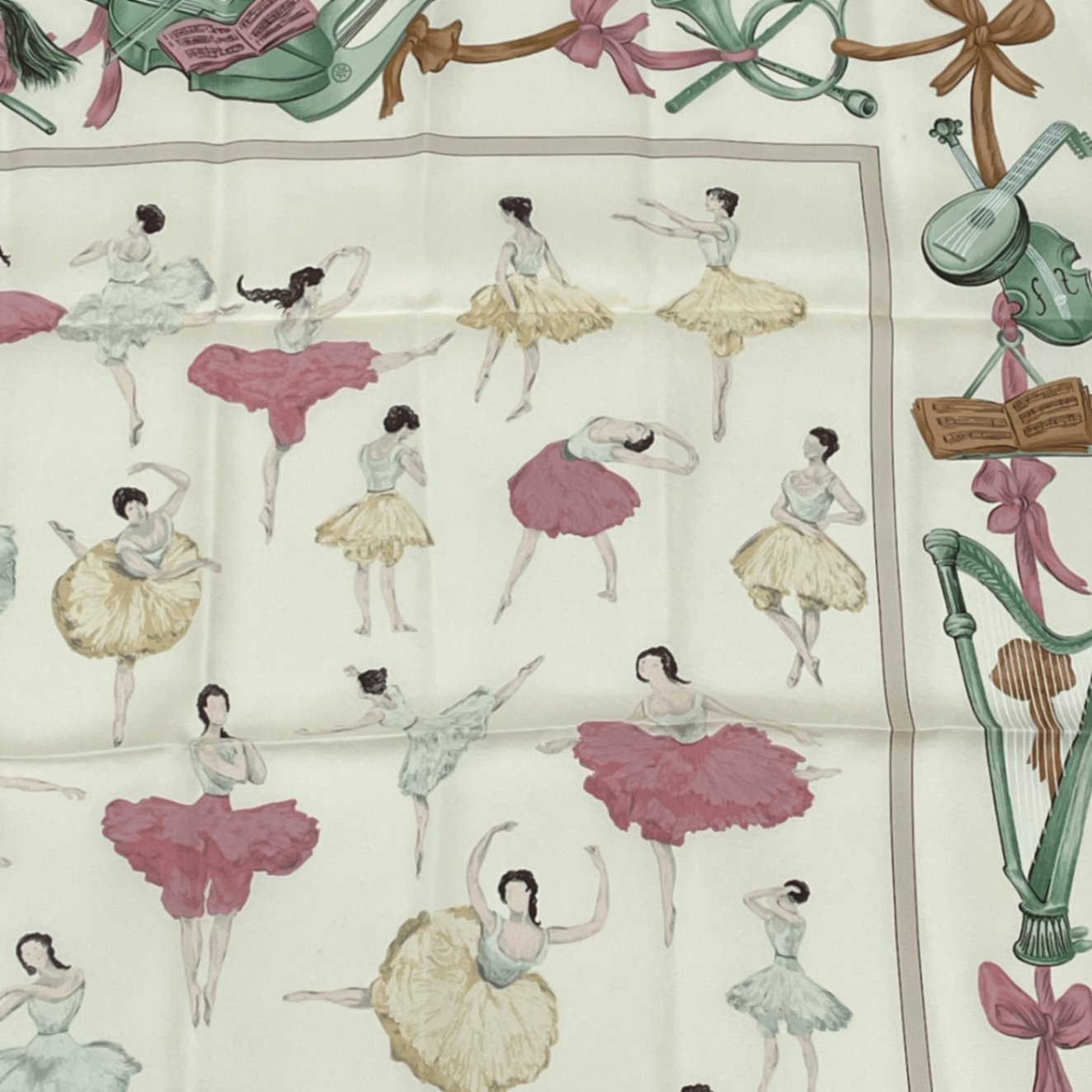 Hermes Carre 90 Silk Scarf la Danse Ballerina Beige