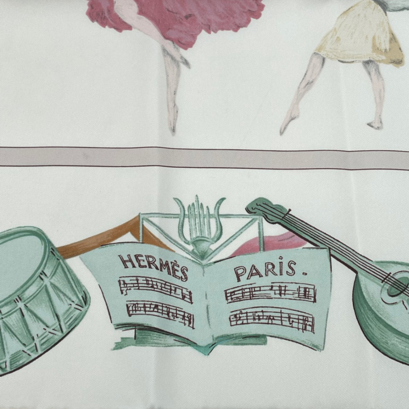 Hermes Carre 90 Silk Scarf la Danse Ballerina Beige
