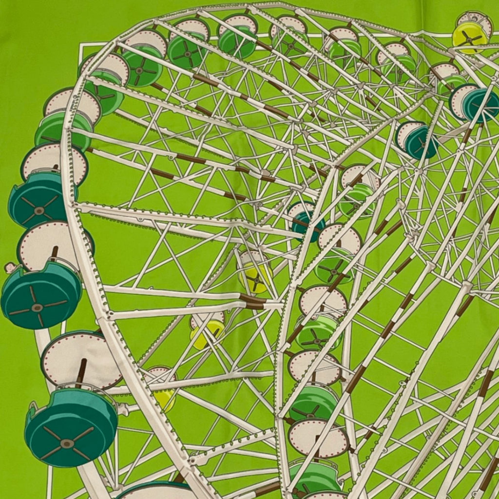 Hermes Carre 90 Scarf Grande Roue Ferris Wheel Green