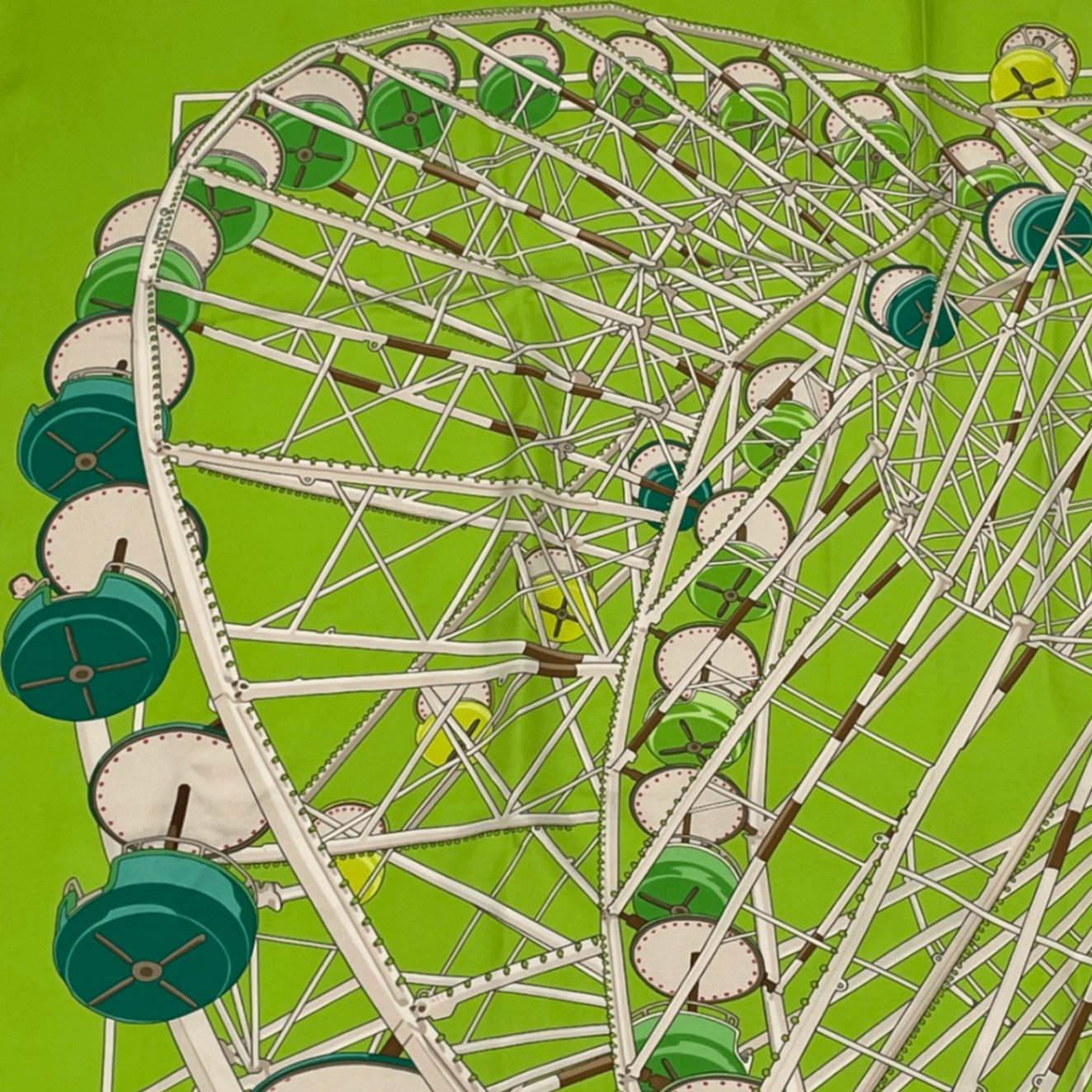 Hermes Carre 90 Scarf Grande Roue Ferris Wheel Green