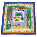 Hermes Carre 90 RE Tour A la Terre Return Silk 100% Scarf Blue