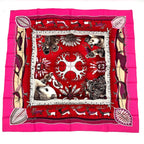 Hermes Carre 90 la Vie du Grand Nord Life In The Arctic Circle Pink Scarf Silk