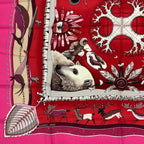Hermes Carre 90 la Vie du Grand Nord Life In The Arctic Circle Pink Scarf Silk