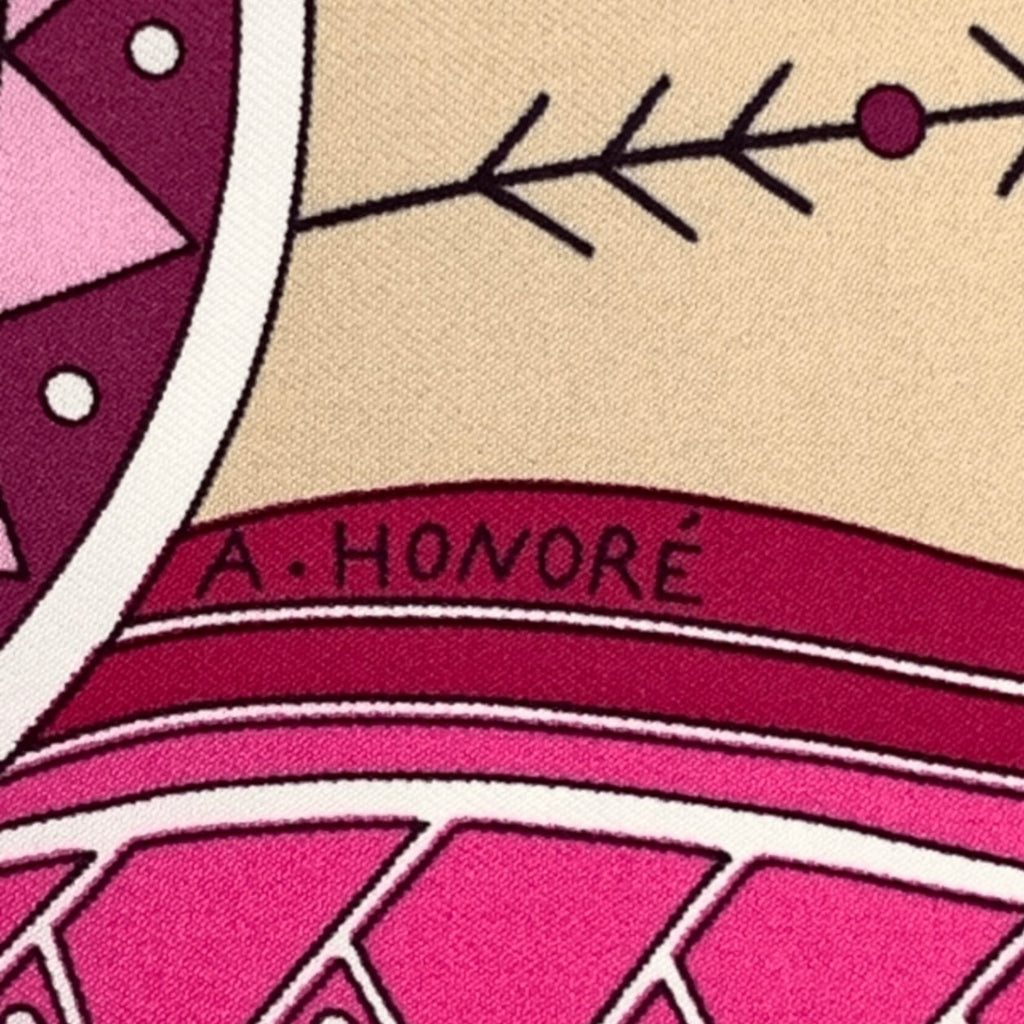 Hermes Carre 90 la Vie du Grand Nord Life In The Arctic Circle Pink Scarf Silk
