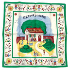 Hermes RE Tour A la Terre Return Silk 100% Scarf Green