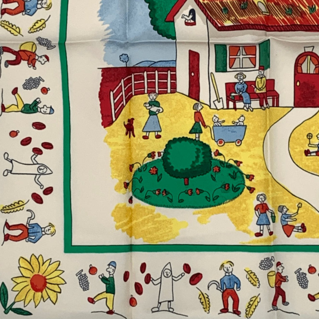 Hermes RE Tour A la Terre Return Silk 100% Scarf Green