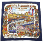 Hermes Carre 90 Grand Cortege A Moscou Moscow March Red Scarf Silk