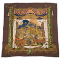 Hermes Carre 90 L Atlantide Atlantis Silk Scarf Brown