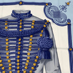 Hermes Carre 90 Brandebourgs Scarf Silk Blue