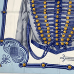 Hermes Carre 90 Brandebourgs Scarf Silk Blue