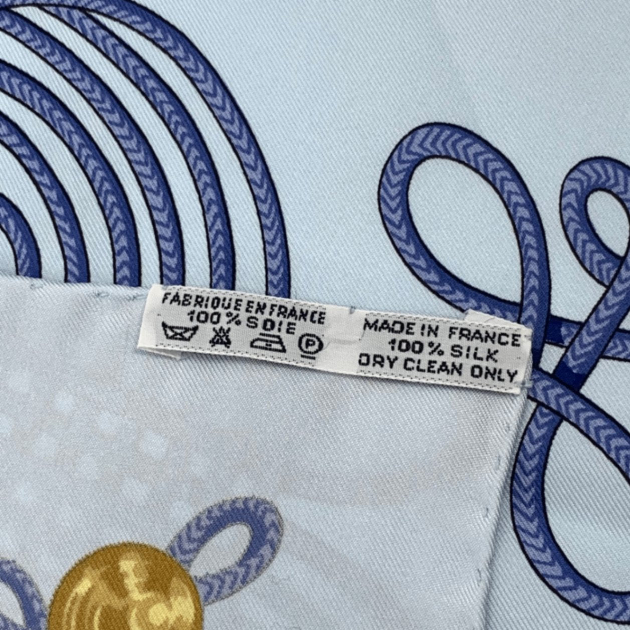 Hermes Carre 90 Brandebourgs Scarf Silk Blue