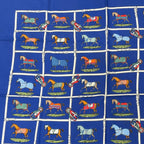 Hermes Silk 48 Horses In The Paddock Scarf Blue