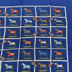 Hermes Silk 48 Horses In The Paddock Scarf Blue