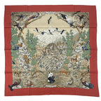 Hermes Carre 90 Sichuan Silk Scarf Orange Animal