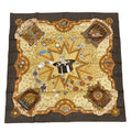 Hermes Carre 90 la Magie Magic Rabbit Pigeon Clown Silk Brown Scarf