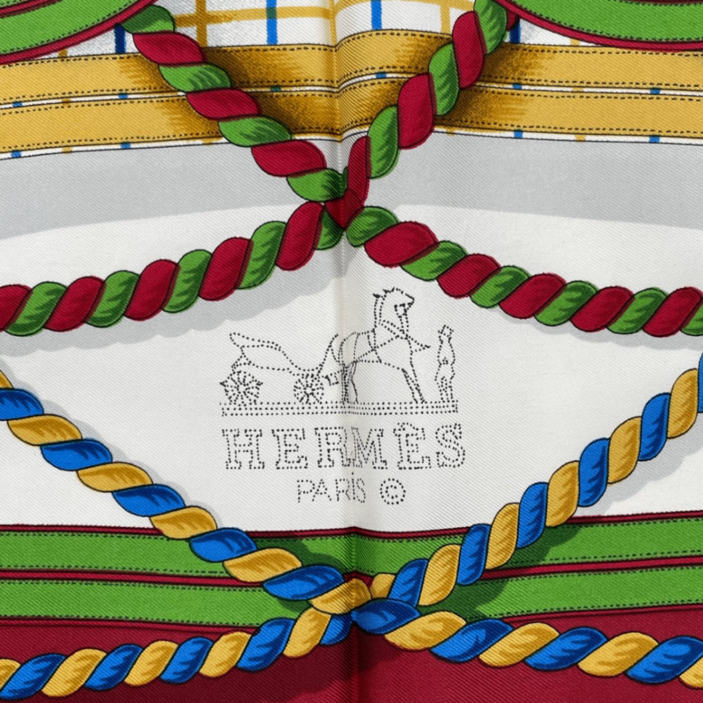 Hermes Carre 90 Grande Tenue Horse Formal Wear Multicolor Scarf
