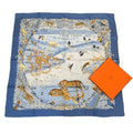Hermes Super Rare Carre 90 la Treve de L Eau Water Truce Blue Silk 100% Scarf