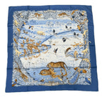 Hermes Super Rare Carre 90 la Treve de L Eau Water Truce Blue Silk 100% Scarf