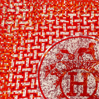 Hermes Scarf Carre 90 Silk Mosaic 24 Horse Pattern Orange Multicolor
