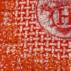 Hermes Scarf Carre 90 Silk Mosaic 24 Horse Pattern Orange Multicolor