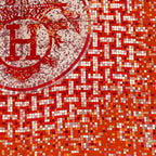 Hermes Scarf Carre 90 Silk Mosaic 24 Horse Pattern Orange Multicolor