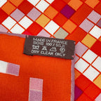 Hermes Scarf Carre 90 Silk Mosaic 24 Horse Pattern Orange Multicolor