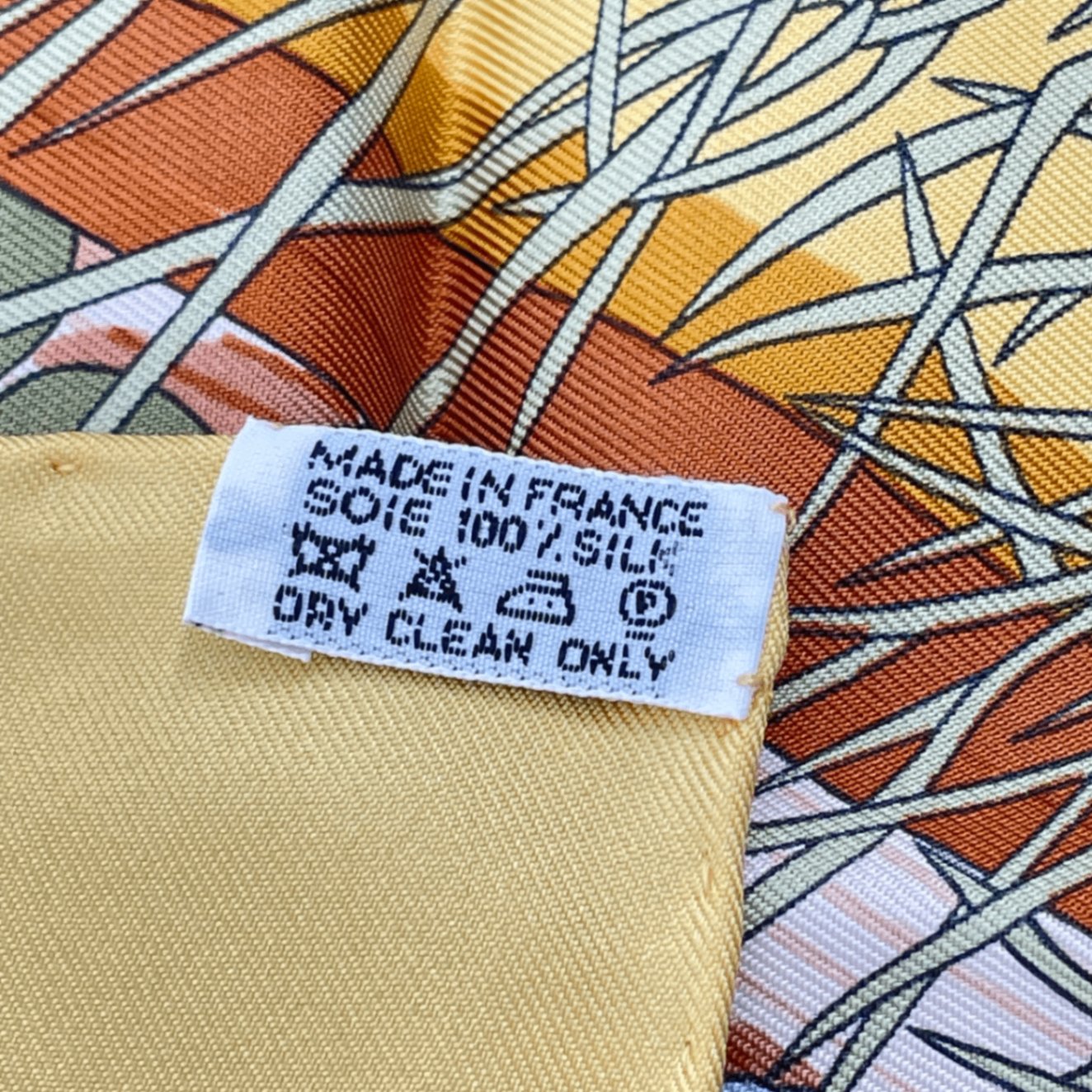 Hermes Scarf Carre 90 Orange Beige Lake Floating Market Silk 100% Marche