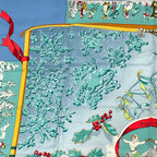 Hermes Carre 90 Neige D'antan Last Year's Snow Silk 100% Scarf Blue