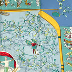 Hermes Carre 90 Neige D'antan Last Year's Snow Silk 100% Scarf Blue