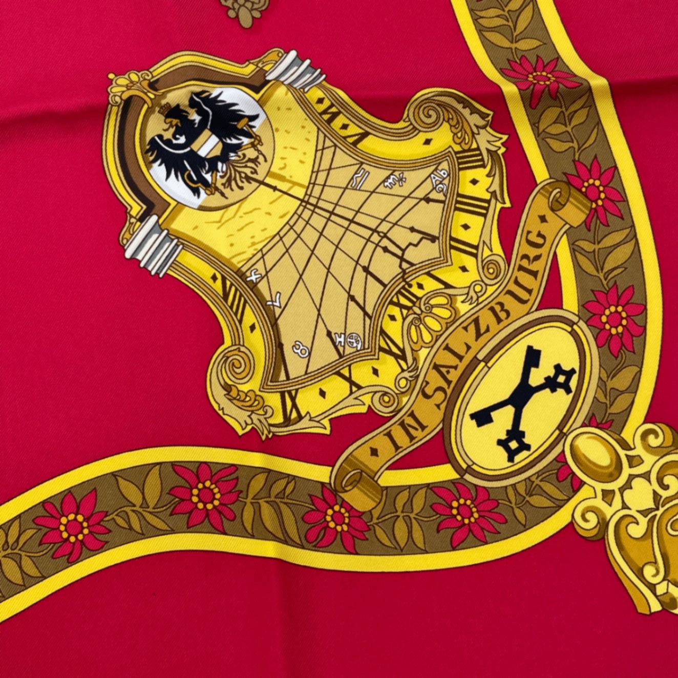Hermes Carre 90 In Salzburg Red Scarf Silk