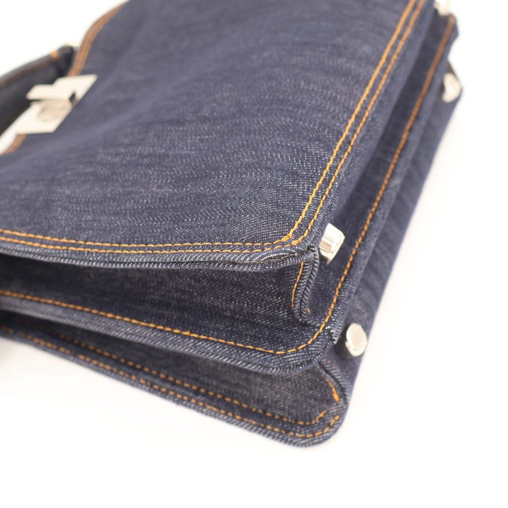 Fendi Peekaboo Icy Small Denim 2-Way Handbag Navy