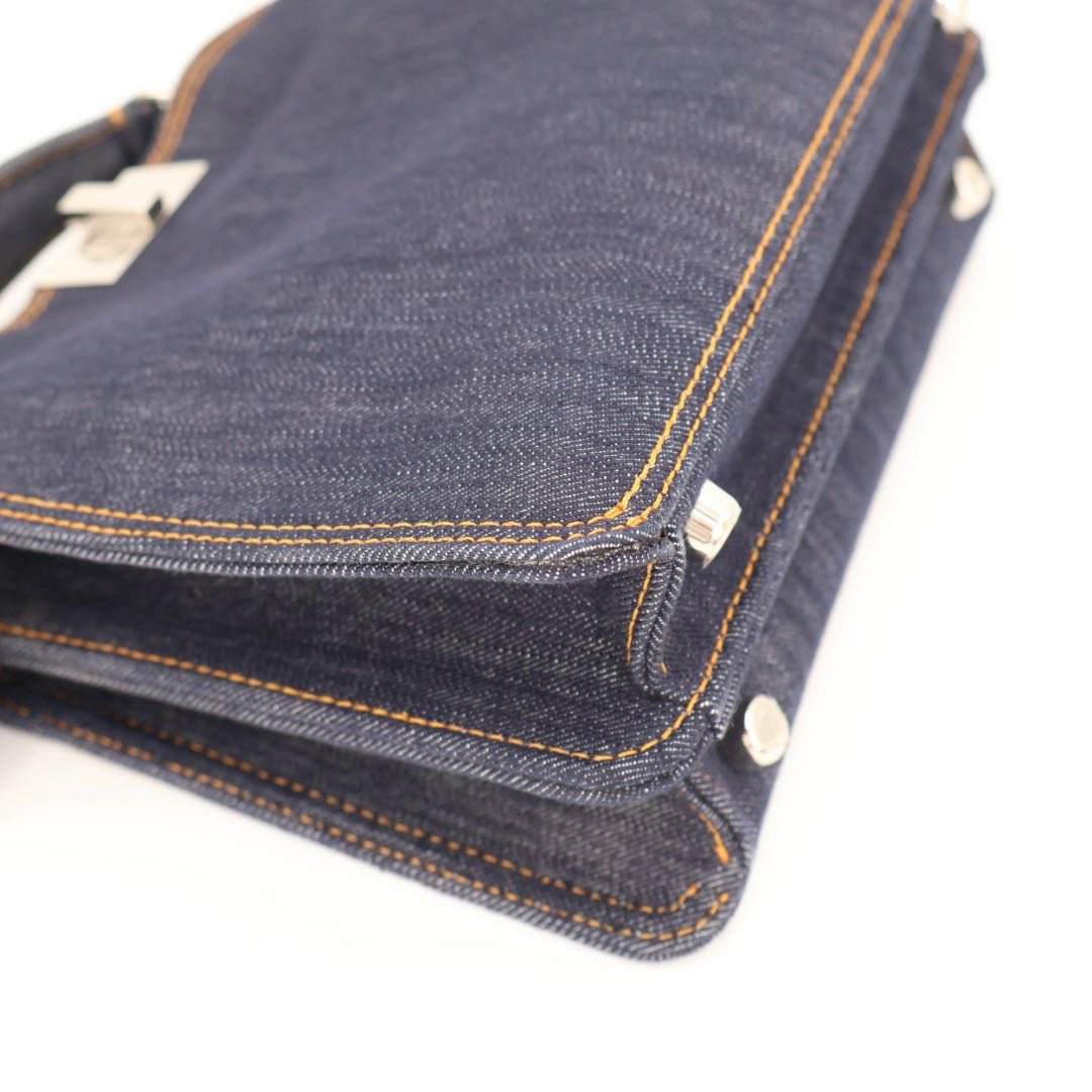 Fendi Peekaboo Icy Small Denim 2-Way Handbag Navy