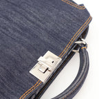 Fendi Peekaboo Icy Small Denim 2-Way Handbag Navy