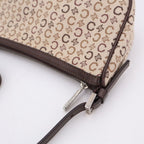 Celine C Macadam Handbag Canvas Leather Beige